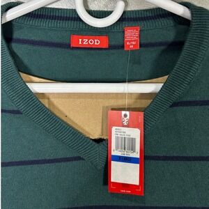 IZOD V-Neck Sweater Striped‎ Long Sleeve Casual Classic Fit Mens XLNWT Fine Knit